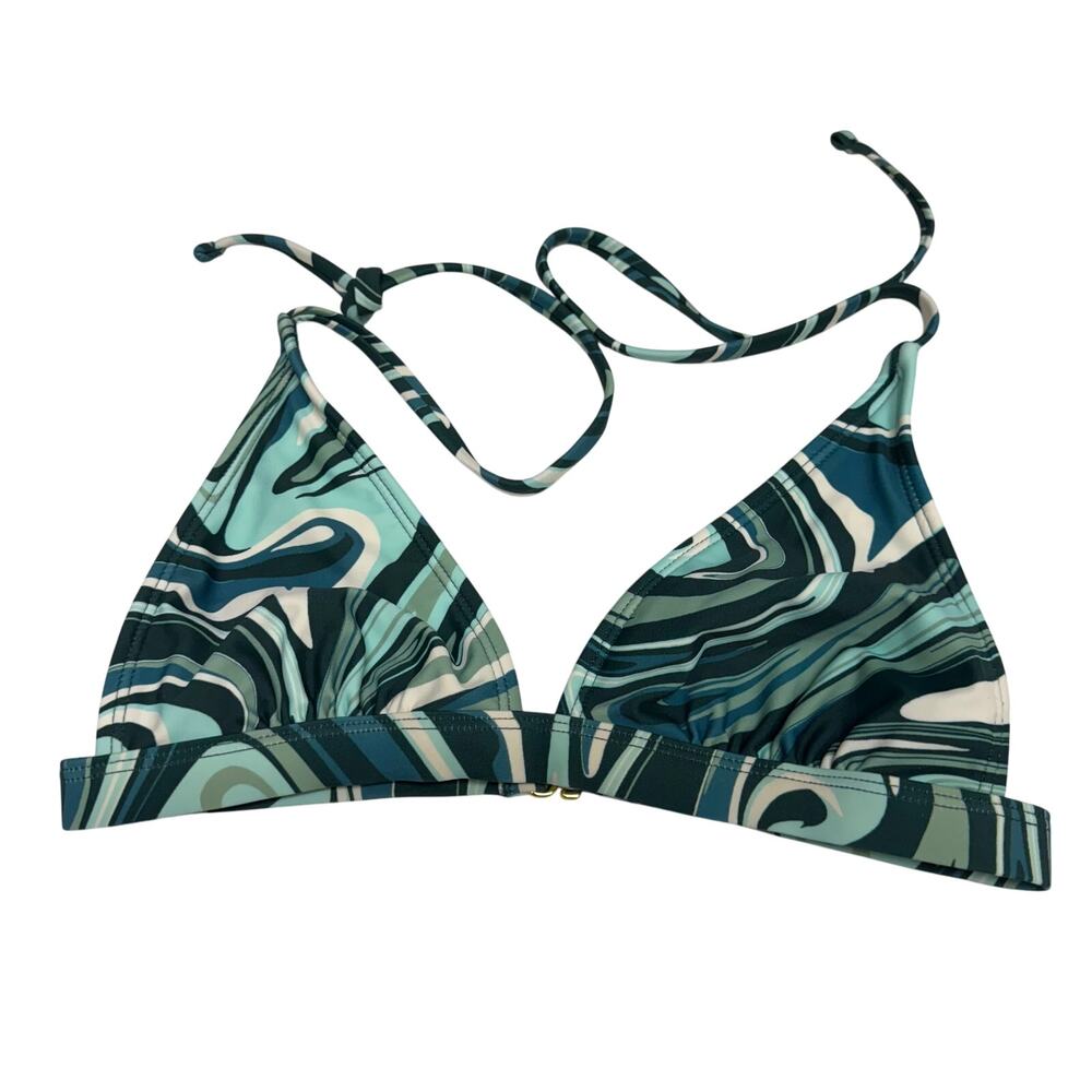 Xhilaration Womens Bikini Top Sz S Teal‎ Green White Swirl Psychedelic